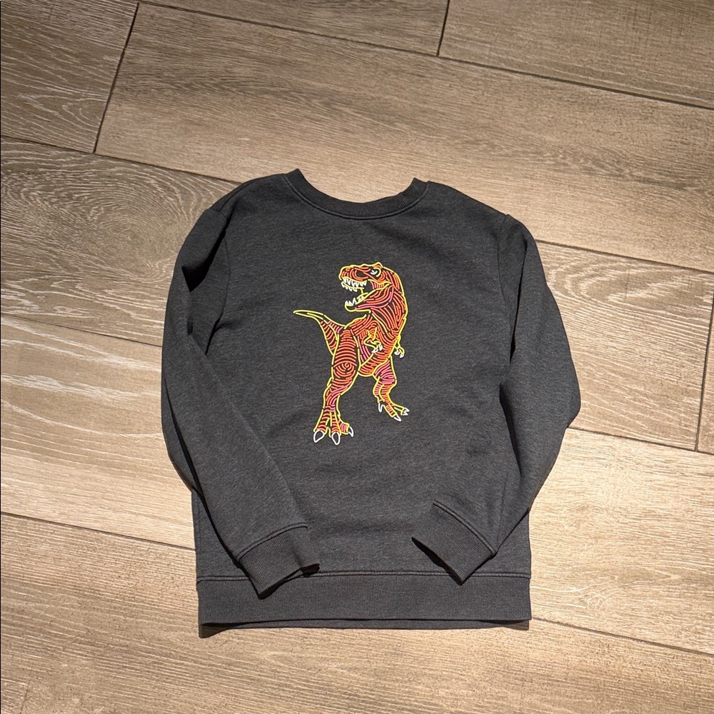 Cat & Jack Charcoal Crewneck with Orange and Yellow Dinosaur (LR)